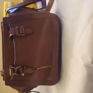 brown leather crossbody or satchel